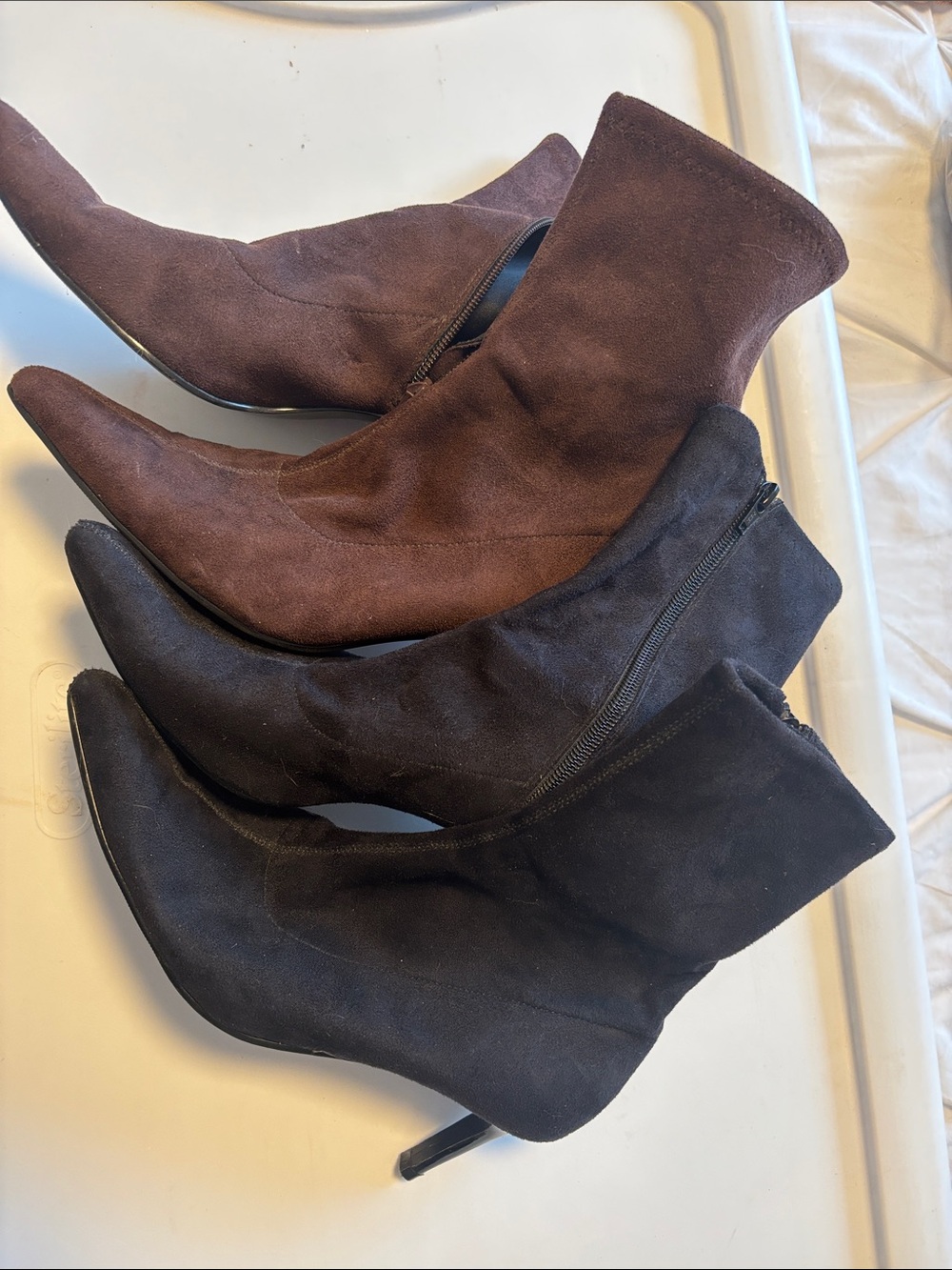 Candies faux suede pointy toe ankle boot